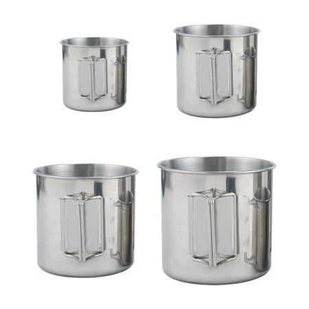 

BESTHUA Camping Campfire Mug with Handle | Folding Stainless Steel Canteen Cup 4 Piece Set | Backpacking Gear for Hiking Hunting Fishing and Survival Adventure