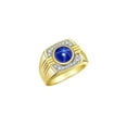 thumbnail image 3 of RYLOS Mens Rings 14K Yellow Gold Designer Round Gemstone &  Diamond Ring Blue Star Sapphire September Birthstone Rings For Men, Men's Rings, Gold Rings Sizes 8 - 13, 3 of 7