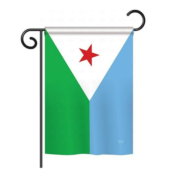 Breeze Decor BD-CY-GS-108300-IP-BO-D-US15-BD 13 x 18.5 in. Djibouti Flags of the World Nationality Impressions Decorative Vertical Double Sided Garden Flag Set with Banner Pole