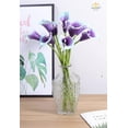 thumbnail image 3 of Mini Artificial Calla Lily 10 Stem Bridal Bouquets Artificial Latex Real Touch Flowers for Home Party Decor (Teal Blue White), 3 of 5