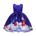 thumbnail image 1 of Déguisement de Fille Dessin Animé Père Noël Flocon de Neige Nœud Robe Princesse Imprimée Forgée, 1 of 7