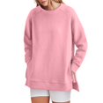 thumbnail image 2 of BKQCNKM Sweatshirt for Women Oversized Sweatshirt for Women's Sweatshirts Long Sleeve Tunic Tops Crew Neck Soft Pullover with Side Zipper Shirt Crewneck Sweatshirts Women,Pink L, 2 of 5