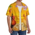 thumbnail image 2 of Balery The Chicken Family Men's Casual Button Down Shirt Short Sleeve Textured Summer Cuban Beach Shirts-Large, 2 of 7