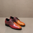thumbnail image 2 of Men's Lace‑Up Oxford Dress Shoes, Crocodile Embossed Glossy Upper Footwear with Block Low Heel Outsole for Formal Events and Dress‑Up Occasions, 2 of 9
