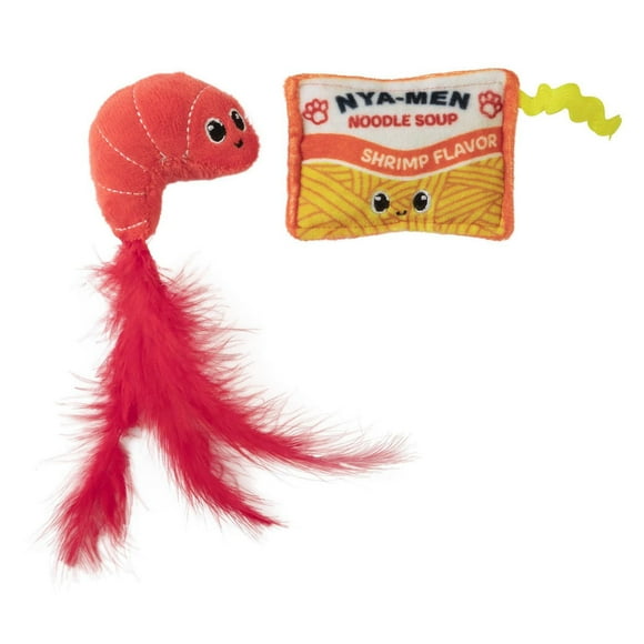 Quirky Kitty™ Ramen Peluche 2 Paquet Herbe à Chat Jouet pour Chat Peluche 2 Pk