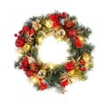 thumbnail image 4 of Artificial Lighted Christmas Wreath, Pre-lit Christmas Wreath with Festive Bow, Berries and Pine Cones, 12inch Christmas Front Door Wreath with 10 LED Lights, 4 of 9