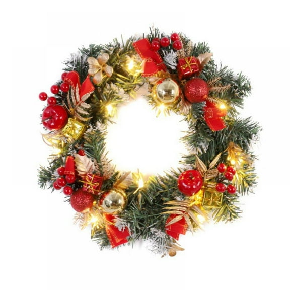 Pre-lit Artificial Christmas Wreath Christmas Wreath Xmas Garland Battery Operated LED String Lights Home Decor