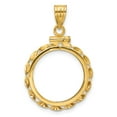 thumbnail image 4 of FJC Finejewelers 14 kt Yellow Gold Twisted Ribbon 17.8mm x 1.35mm Screw Top Coin Bezel Pendant, 4 of 6