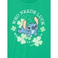 thumbnail image 2 of St. Patrick's Day Girls Stitch Who Needs Luck Graphic Tee, Sizes 4-16, 2 of 3