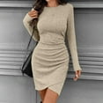 thumbnail image 6 of Antqov Sweater Dress for Women, Solid Color Long Sleeve Crew Neck Knit Bodycon Fishtail Slimming Dress, Fall Winter Elegant Cozy Soft Casual Dress, 6 of 6