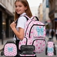 thumbnail image 2 of Aplkyhs Pink Soccer Bow School Backpack Set of 4 with Lunch Bag Pen Bag Set Bottle Sleeve for Girls Boys Multifunctional Pencil Case Suitable for Elementary Middle School High, 2 of 7