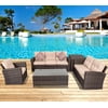 Sundale Outdoor 5 Pieces Wicker Patio Garden Furniture Conversation Set with Conner Storage