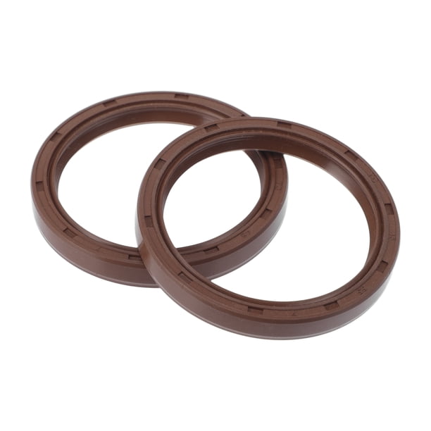 Sellos de aceite universales TC de doble labio con resorte de acero, sellos de eje rotativo de alta presión de goma FKM marrón, 2 piezas 45x55x7mm