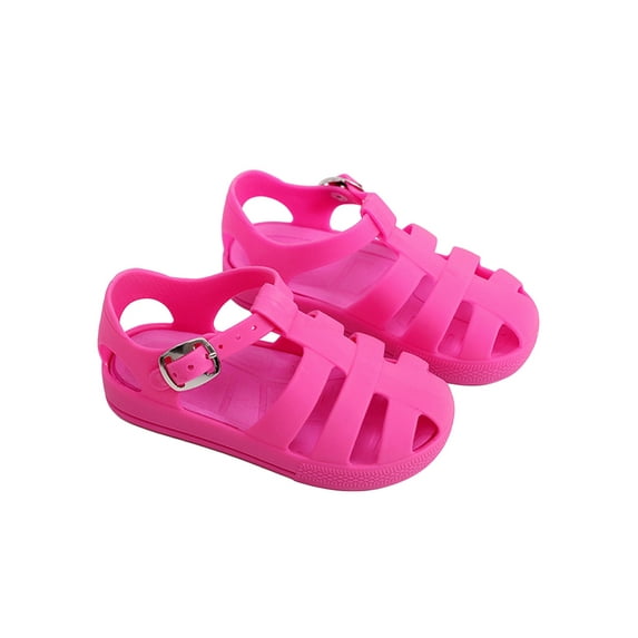Seyurigaoka Kids Girls Boys Casual Soft Bottom Sandals, Solid Color Hollow-Out Package Head Non-Slip Flat Shoes