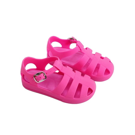 

SAYOO Kids Girls Boys Casual Sandals Solid Color Hollow-Out Soft Sole Non-Slip Flat Shoes