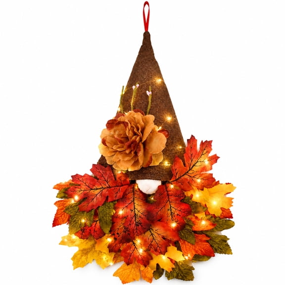 Fall Teardrop Wreath Thanksgiving Floral Decoration for Front Door Farmhouse Artificial Autumn Maples Leaf Pumpkin Sunflower Wreath for Autumn Indoor Outdoor Design 1