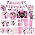 thumbnail image 2 of Disney-suministros de fiesta de cumpleaños con tema de Minnie Mouse, color rosa, taza, plato, globo, decoración de fiesta de cumpleaños para niños y niñas, vajilla desechable, 2 of 4
