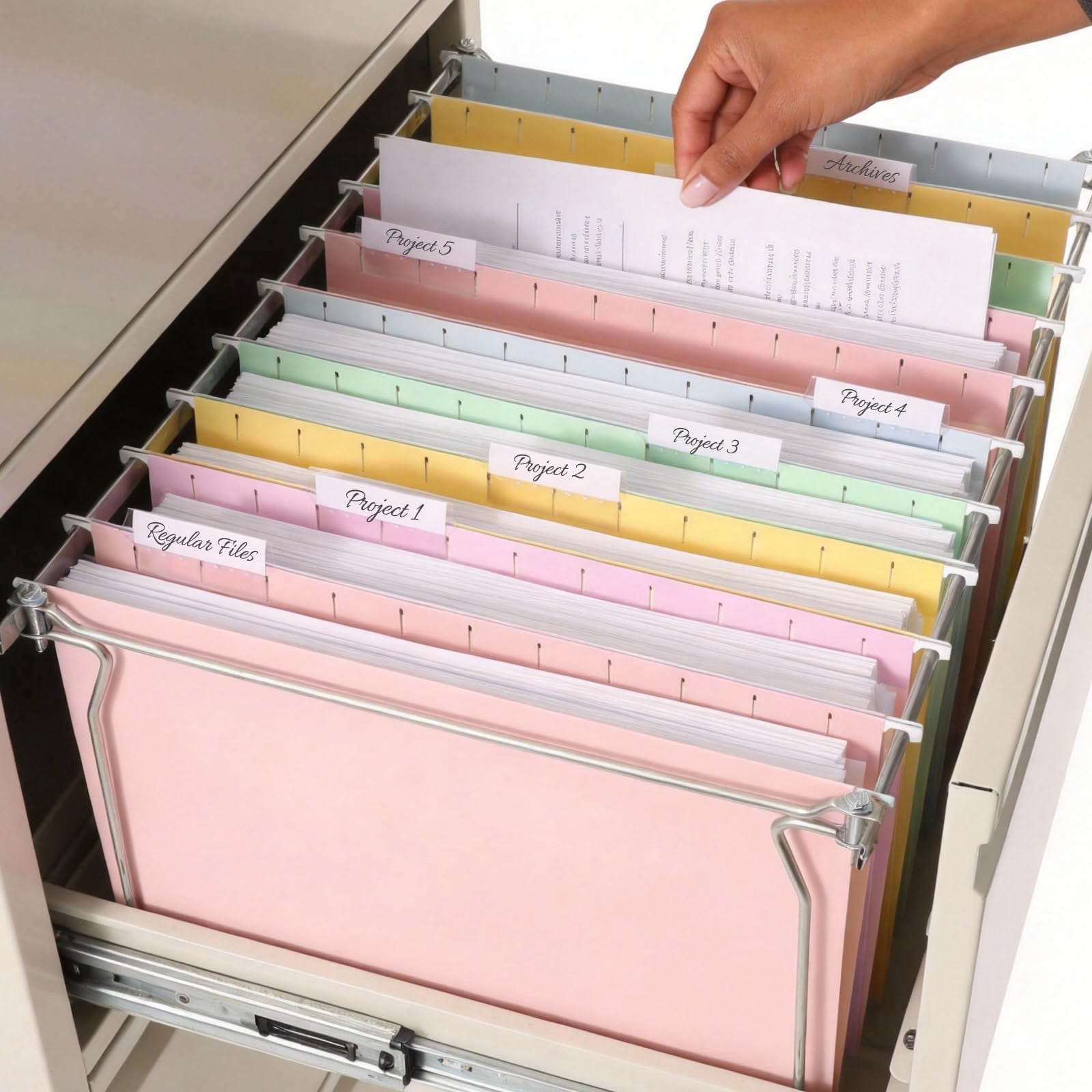 Hanging File Folders  50 Pack Letter Size With 1/5-cut Tabs Stay Organized For Your Home And Office Bulk Documents Paper 10 Macaron Colors