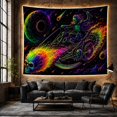 thumbnail image 6 of Vibrant Deep Black With Cosmic Skeleton Green Blue, Spooky Gothic for Gothic Decor Fans, Dark Art Decor, Halloween Gift, Tapestry Wall Hanging for Bedroom and Dorm, 6 of 7