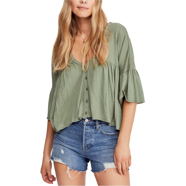 Blusa dulce Free People campesina para mujer verde mediana
