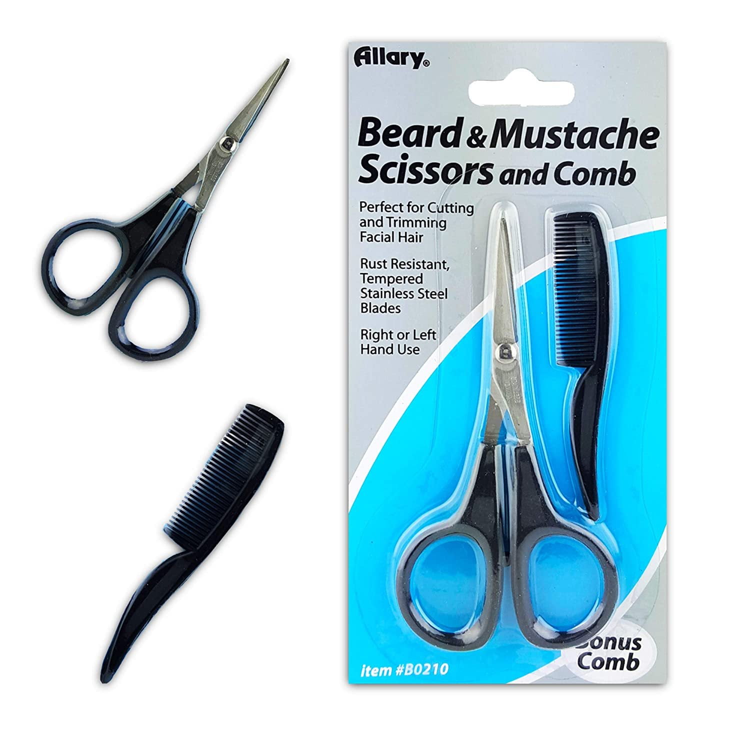 Men's Beard & Mustache Scissors and Mini Comb Trimming Kit Facial Hair