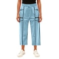 thumbnail image 4 of Lumtrix Womens&nbsp;Capri&nbsp;Pants Barrel Sweatpants Baggy Wide Leg Lounge Pants Summer Travel Pants Beach Vacation Trousers Sky Blue 2XL, 4 of 4