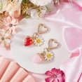 thumbnail image 3 of 1 Box 2Pcs 2 Colors Strawberry Keychain Bulk s Bag Charms Alloy Red Pink Cute Flower Daisy Swivel Snap Hook Clasps Key Chain Accessories for Women s Purse Backpack Pendant Decoration, 3 of 9
