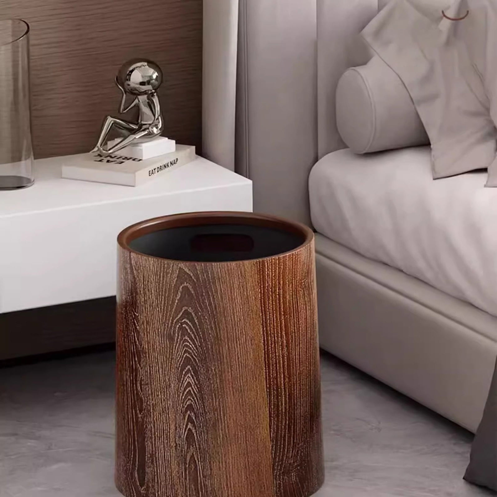 Kitchen Trash Can, Step-On Garbage Can with Lid, Tall Kitchen & Bathroom Trash Can, Small Office Waste Bin, Brown - Xuniizn