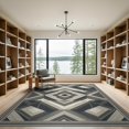 thumbnail image 2 of ODIKA Extra Large Structured Grid Motif Balanced Symmetrical Neutral for Master Suite, California King, Under Bed, Foldable Easy Care, 2 of 7