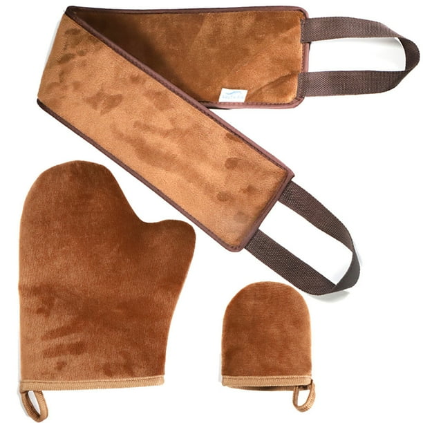 3pcs Reusable Body Self Tanning Mitt Back Applicator Set Exfoliating