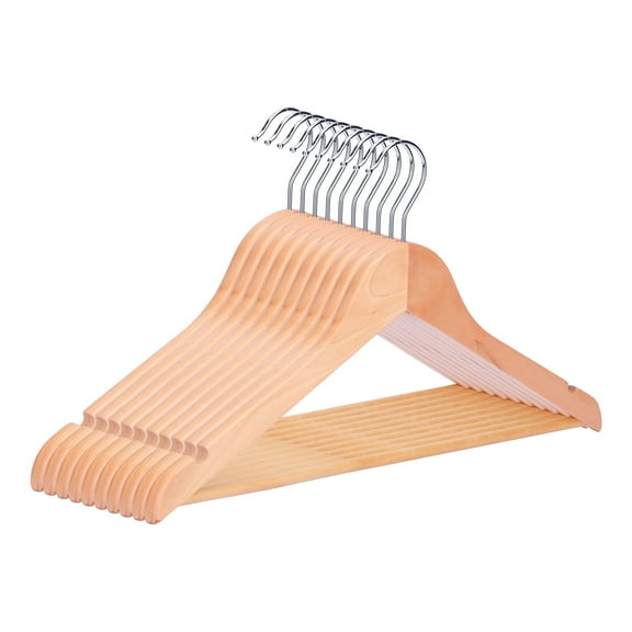 Unique Bargains Wood Non-Slip Hangers Clothes Hangers for Closet 10 Packs Light Brown
