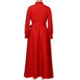 thumbnail image 2 of Afinprain Women's Clergy Dress Long Sleeve A-Line Maxi Dress with Belt and Tab Collar, 2 of 8