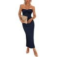 thumbnail image 1 of Vestido PRETTYGARDEN Maxi Ajustado Sin Tirantes con Nudo Torcido Azul Marino Talla L, 1 of 8