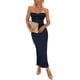 thumbnail image 1 of Vestido PRETTYGARDEN Maxi sin Tirantes con Nudo Torcido Azul Marino M, 1 of 8