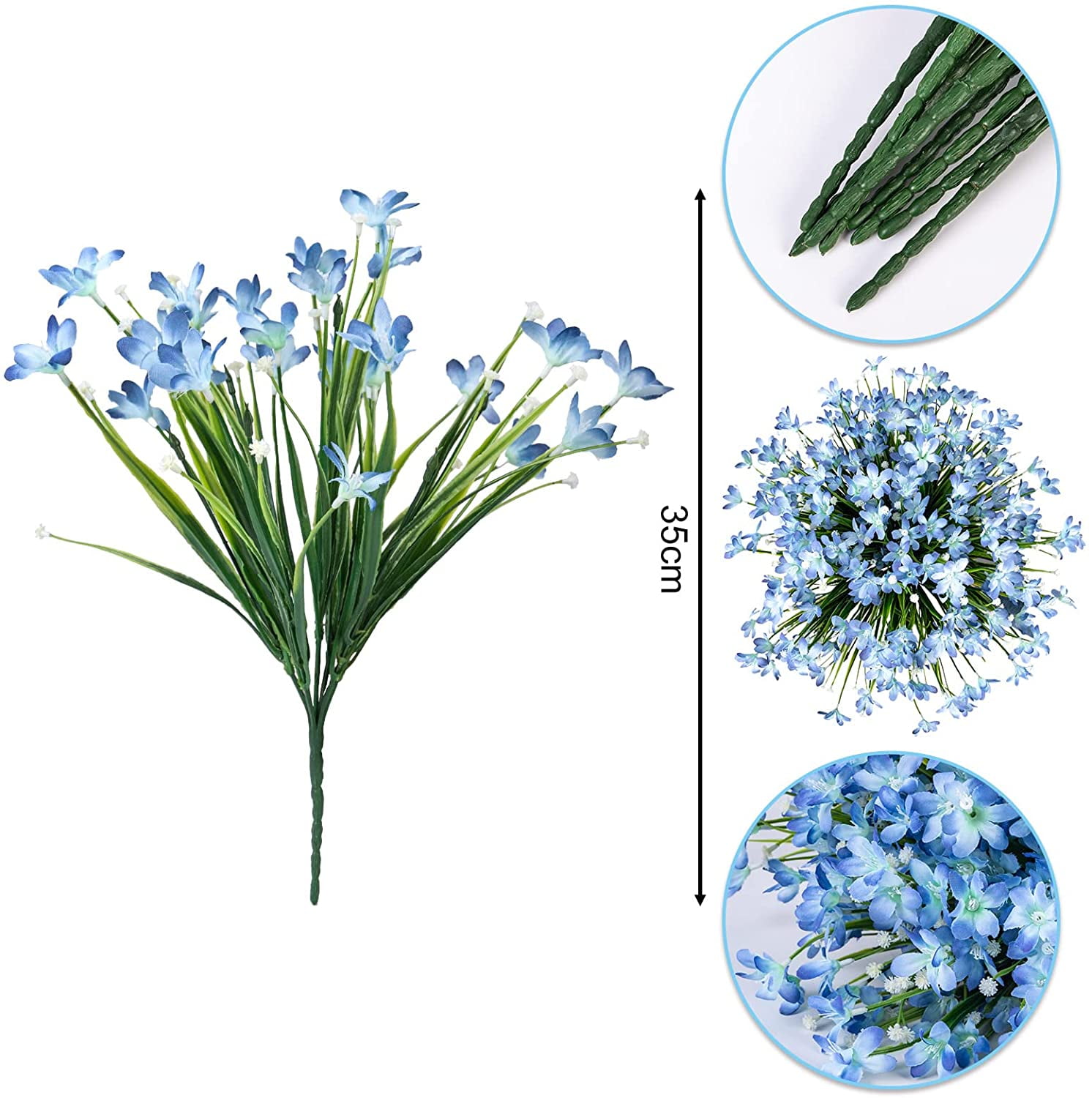 Artificial Daffodils Flowers Outdoor UV Resistant Fake Flowers Plants Faux Flowers for Garden Porch Window Box Wedding Home Decor, Blue