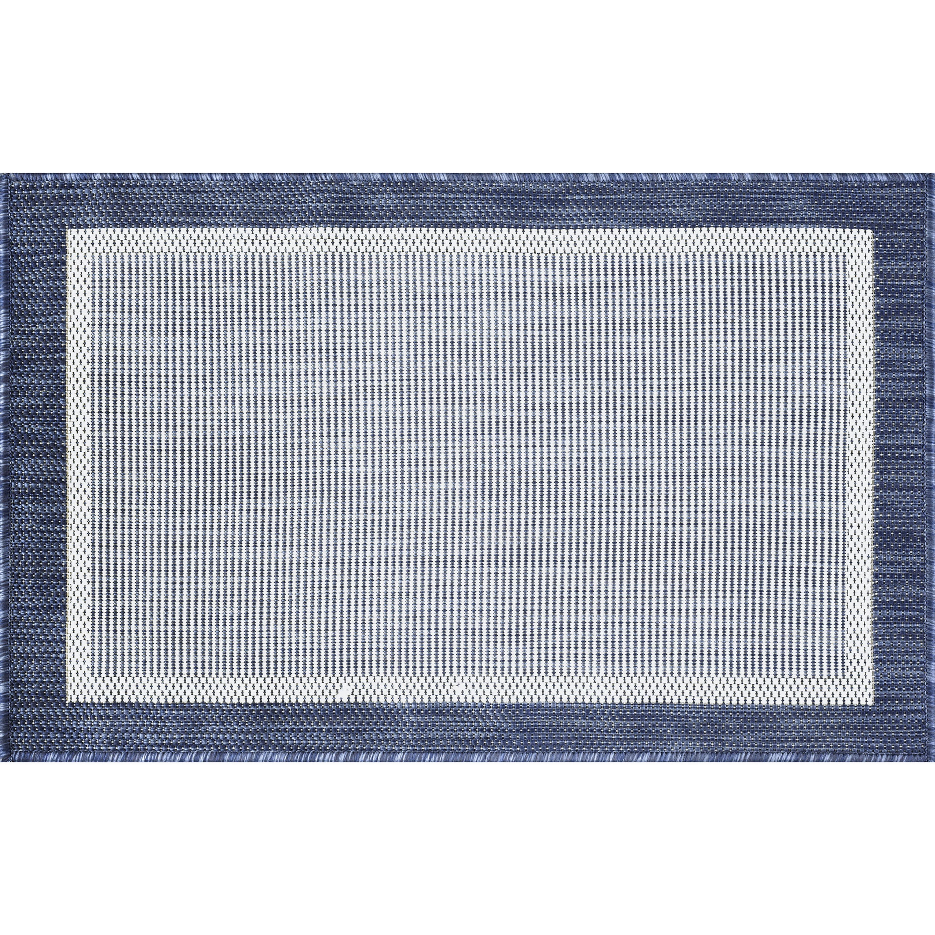 2x3 Water Resistant, Small Indoor Outdoor Rugs for Patios, Front Door Entry, Entryway, Deck, Porch, Balcony | Outside Area Rug for Patio | Navy, Solid Border | Size: 2' x 3'