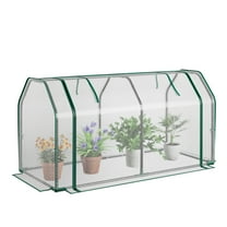 Costway 47" x 22" x 24" Portable Mini Greenhouse with 2 Zipper Doors & Ground Stakes