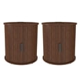thumbnail image 5 of GZXS Cylinder Nightstands Set of 2, Farmhouse 2-Tier Storage Bedside Table with Sliding Door and Charging Station, Mid-Century Modern Round End Table in Walnut Finish, 23.62"Dia x 23.62"H, 5 of 10