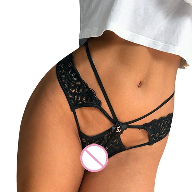 Aligament Women Underwear Low Waist Transparent Sex Panties Mesh Crotch  Cotton Briefs String 