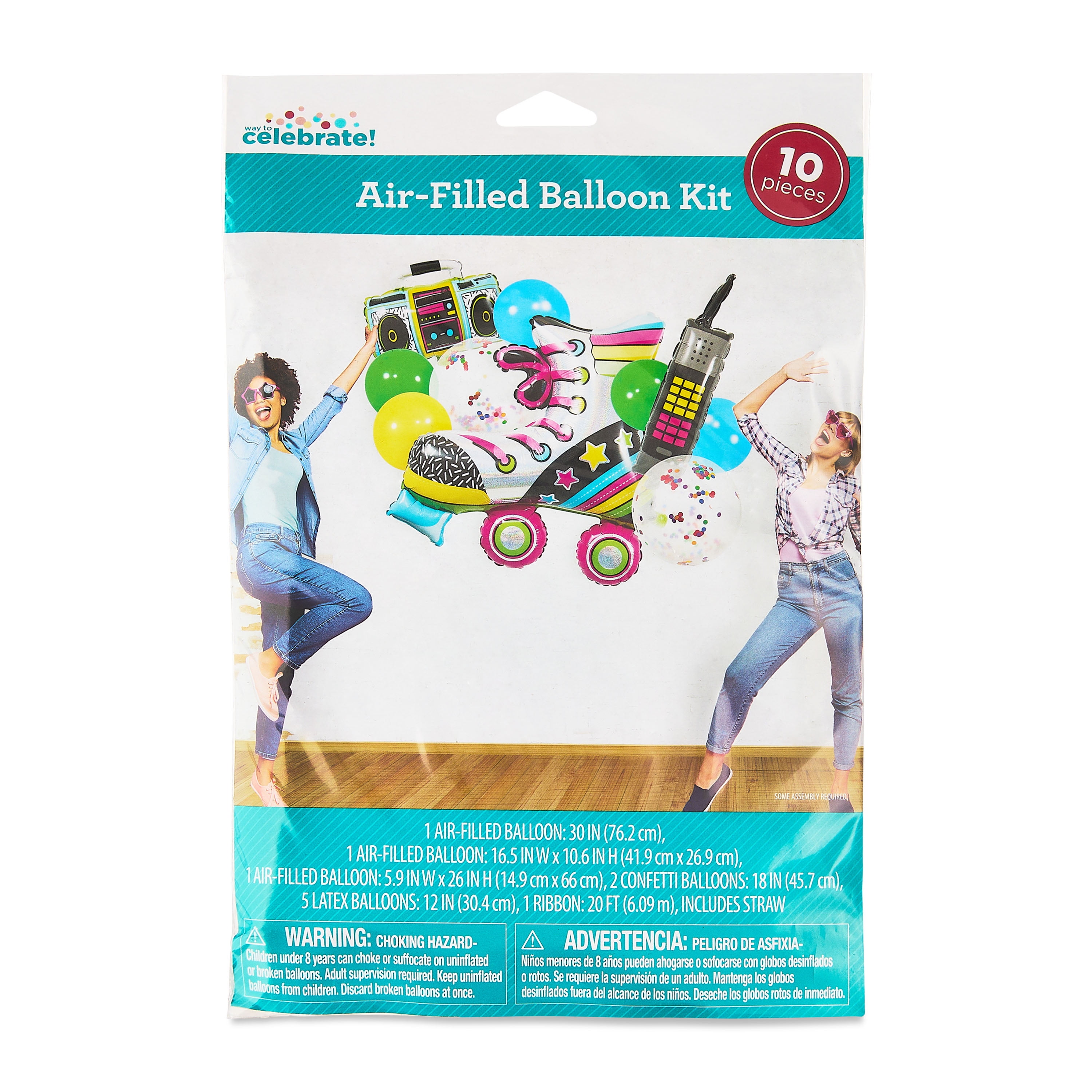 10 Count Retro Air-Filled Balloon Kit, Multicolor, by Way To Celebrate