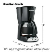 Hamilton Beach 12-Cup Programmable Drip Coffee Maker Machine with Glass Coffee Pot, Black