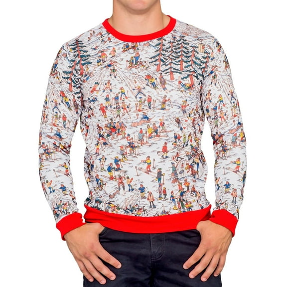 Where is Waldo Snow Mountain Long Sleeve Red and White Sweater