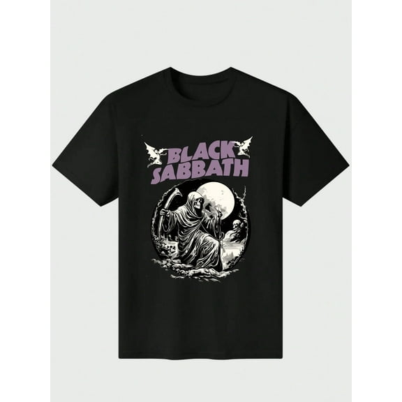 Vintage 80s Black Band Tee, BandHeavy Metal T-Shirt Casual Digital Print 220g Pure Heavy 100% Cotton T Shirt 100% Cotton