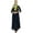 Blue, variant on Bimba Designer Women's Cowl Maxi Navy Blue Dress With Printed Tassel Scarf - 4