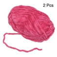 thumbnail image 3 of Uxcell 2Pcs Velvet Yarn Chenille Yarn 2x100g/7.1oz 174 Yards Total Length Super Bulky Polyester Soft Blanket Yarn Hot Pink, 3 of 7