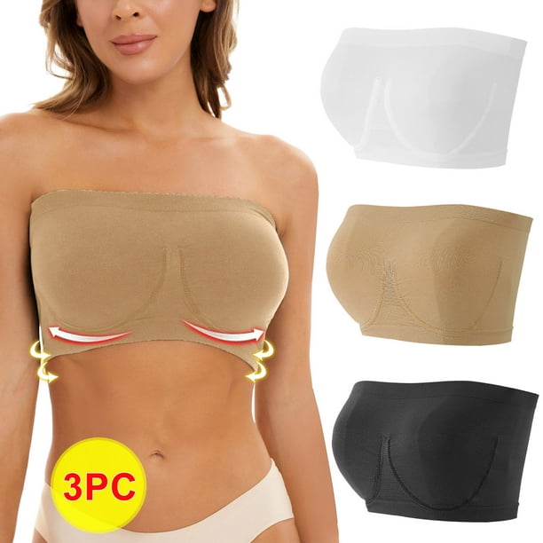 DPTALR Women's Stretch Strapless Bra,Summer Bandeau Bra,Plus Size Strapless  Bra,Comfort Wireless Bra 