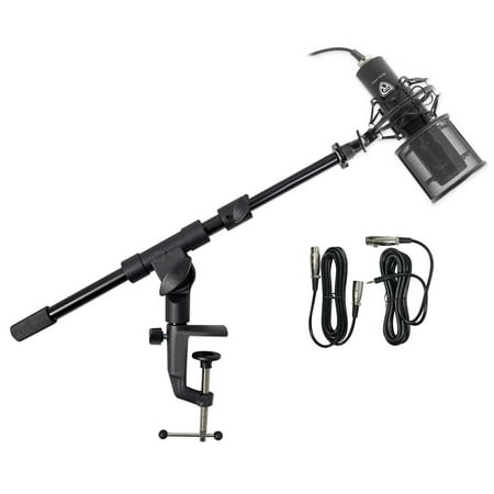 Rockville RCM PRO Studio/Recording Podcast Condenser Microphone+Desk Stand/Boom