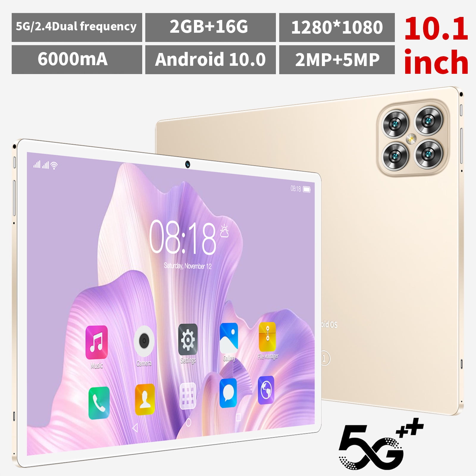 Skegnu New 2+16G All Netcom 10.1inch Android Tablet Computer 10 Core IPS HD Ultra-thin Screen WiFi Bluetooth Voice Call Game Office Learn Tablet SIM Communication Gifts for Family 50% Off Clear!