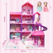 Carsky 36 inch Dollhouse Playset Girl Toys, 11 Rooms with Doll Toy Figures Toddler Playhouse Christmas Birthday Gifts for 3 4 5 6 7 Year Old Girls