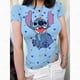 thumbnail image 3 of Camiseta de mujer con estampado 3D de Lilo y Stitch de Disney, camiseta ajustada de manga corta, camiseta de moda para vacaciones en la playa para mujer, tallas XS a 3XL, 3 of 4